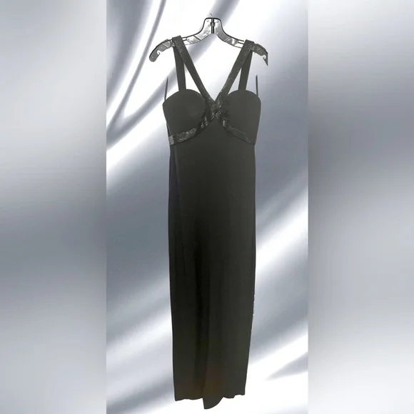 Tootsies | Dresses | Fulllength Black Beaded Formal Gown | Poshmark